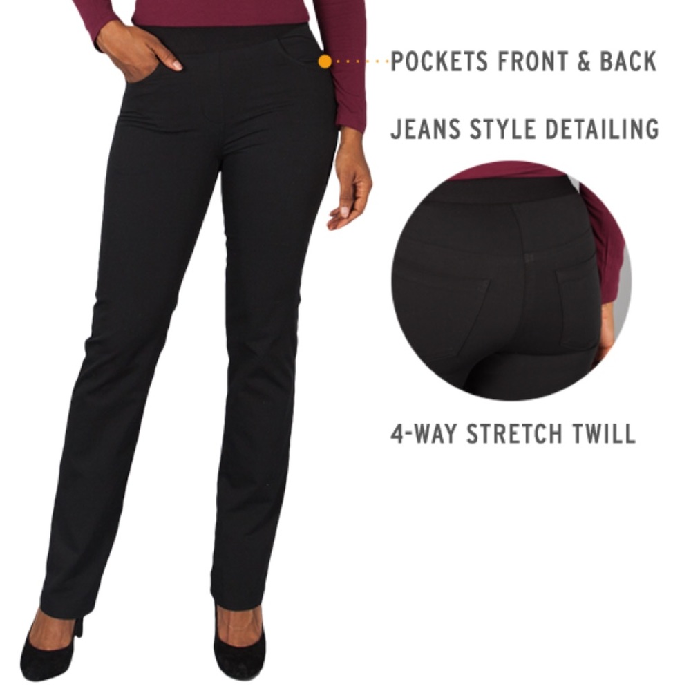 Betabrand Black Office Straight Leg 4 Pocket Jeans